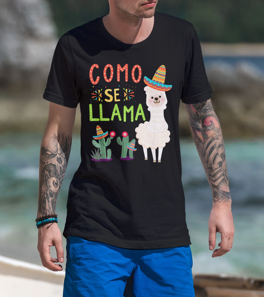 Como Se Llama Sombrero Llama And Cactus Fiesta Cinco De Mayo T-Shirt