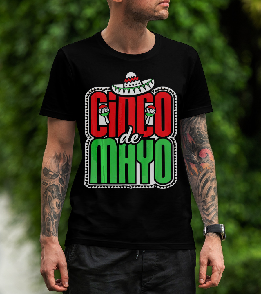 Cinco De Mayo Mexican Celebration Sombrero Maracas T-Shirt
