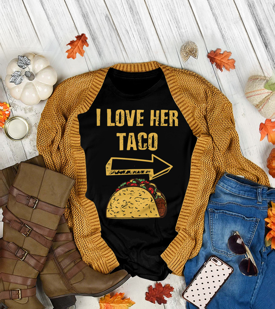 I Love Her Taco Arrow Matching Couple Cinc T-Shirt