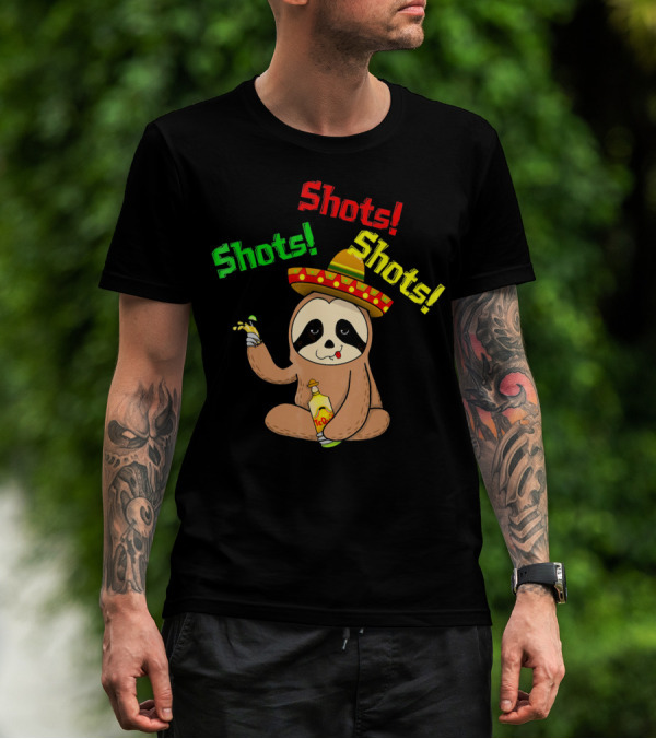 Cinco De Mayo Sloth Shots Tequila Sombrero T-Shirt