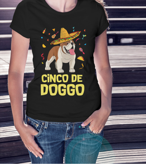 Cinco De Doggo Taco Sombrero English Bulldog T-Shirt