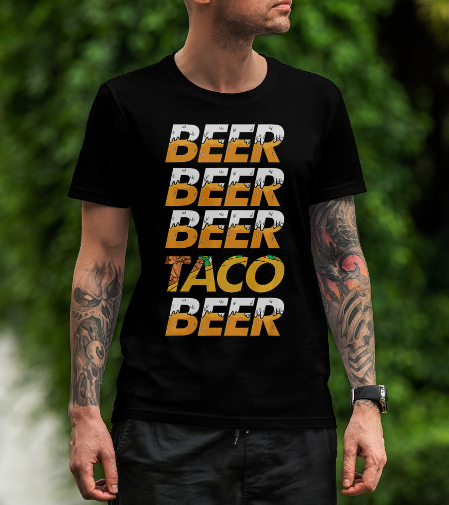 Beer Taco Beer Cinco De Mayo Funny Letter Print T-Shirt