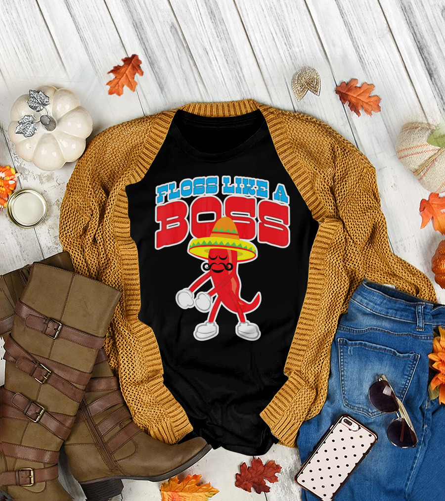 FLOSS LIKE A BOSS Chili Pepper Dance with Sombrero T-Shirt