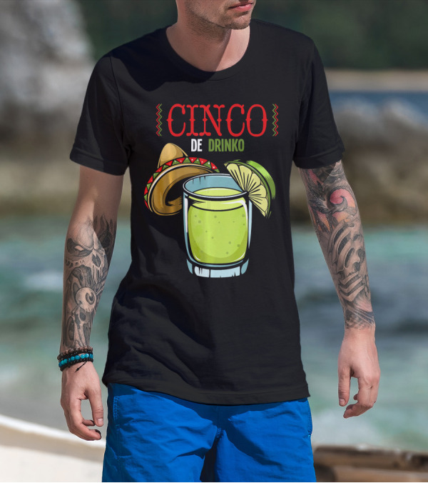 Cinco De Drinko Sombrero Lime Margarita Iconic Cinco De Mayo T-Shirt