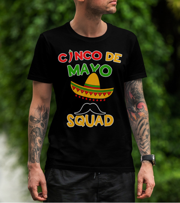 Cinco De Mayo Squad Sombrero Mustache Pepper Fiesta T-Shirt