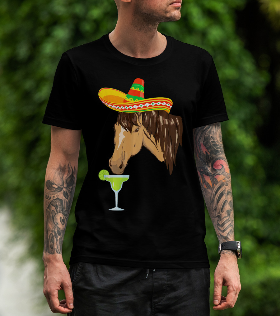 Cute Horse Sombrero Margarita Cinco De Mayo T-Shirt