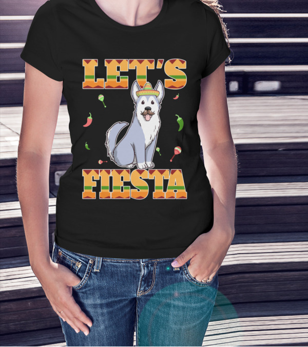 Let's Fiesta Husky Dog Sombrero Cinco De Mayo T-Shirt