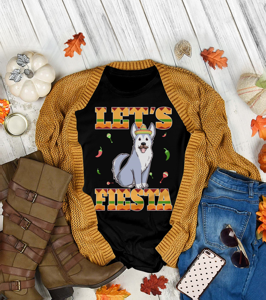 Let's Fiesta Husky Dog Sombrero Cinco De Mayo T-Shirt