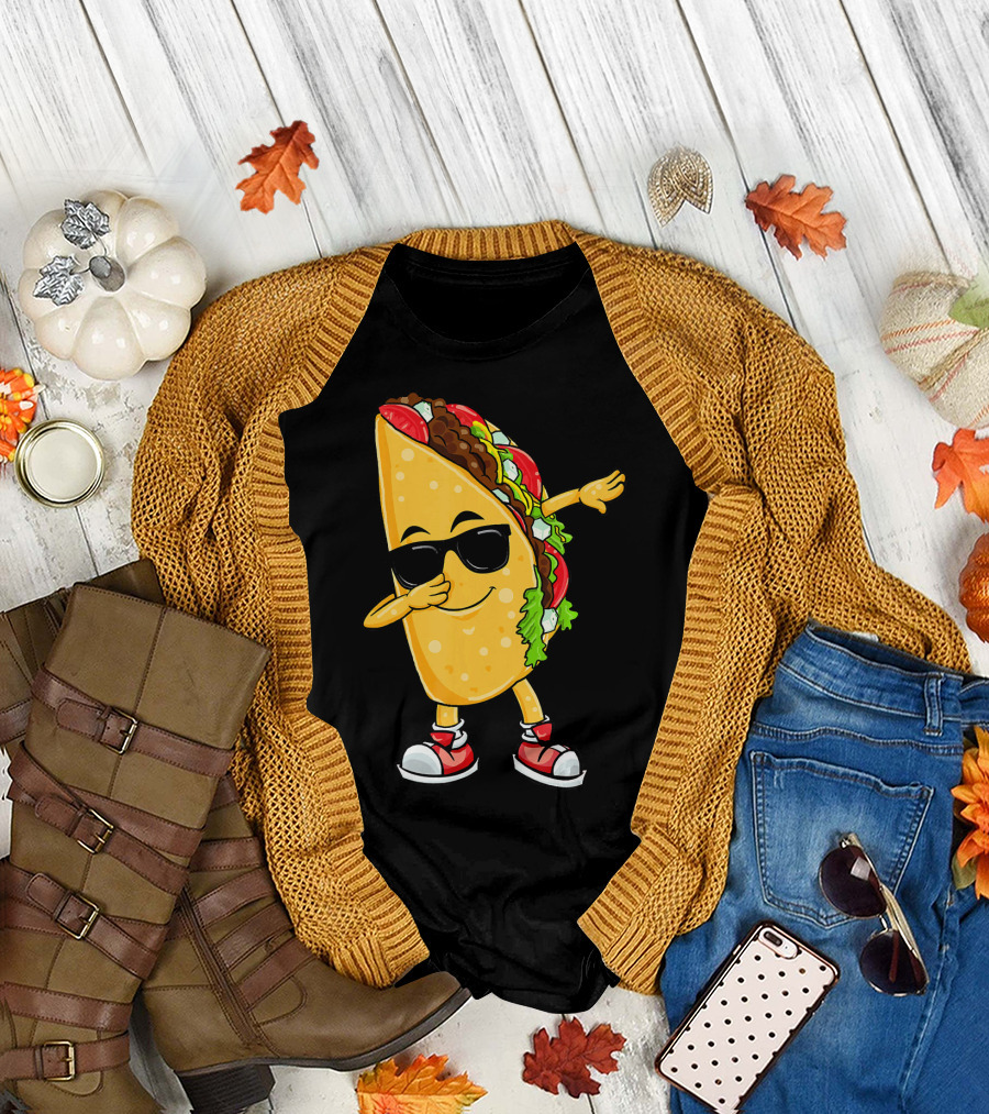 Dabbing Taco Cinco de Mayo Celebration Fun with Sunglasses T-Shirt