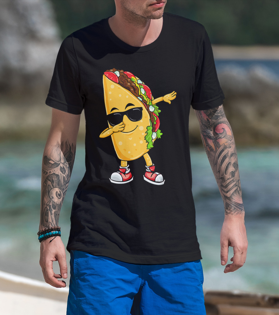 Dabbing Taco Cinco De Mayo Celebration Fun With Sunglasses T-Shirt