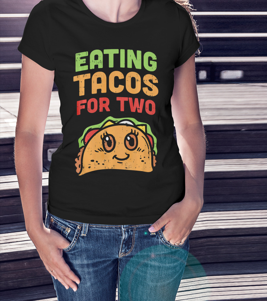 Eating Tacos For Two Cute Taco Character Pregnancy Announcement T-Shirt