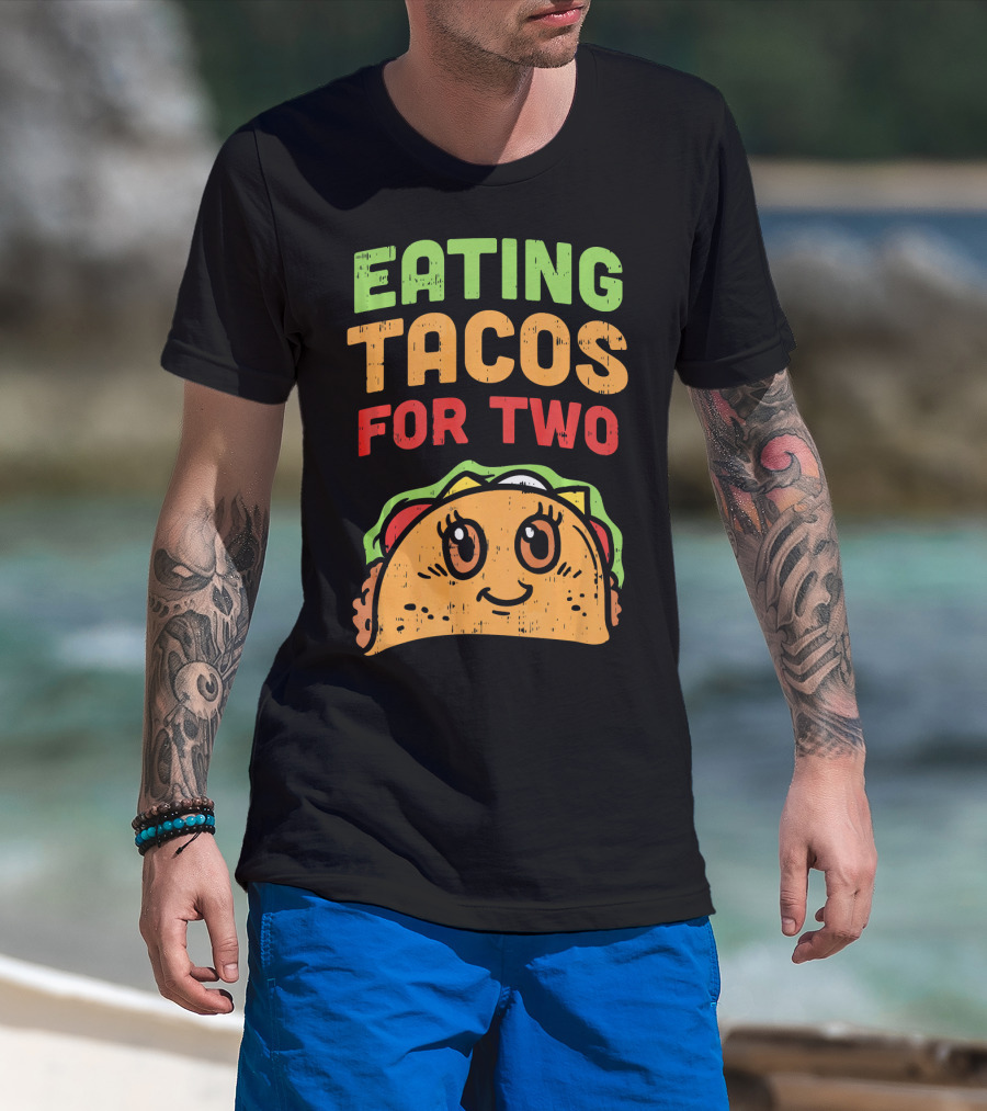 Eating Tacos For Two Cute Taco Character Pregnancy Announcement T-Shirt