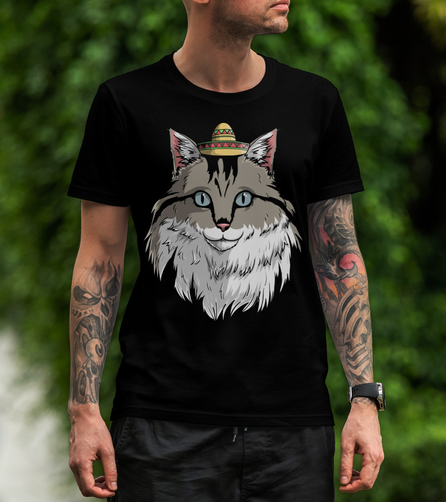 Maine Coon Cat Sombrero Fiesta Cinco De Mayo T-Shirt