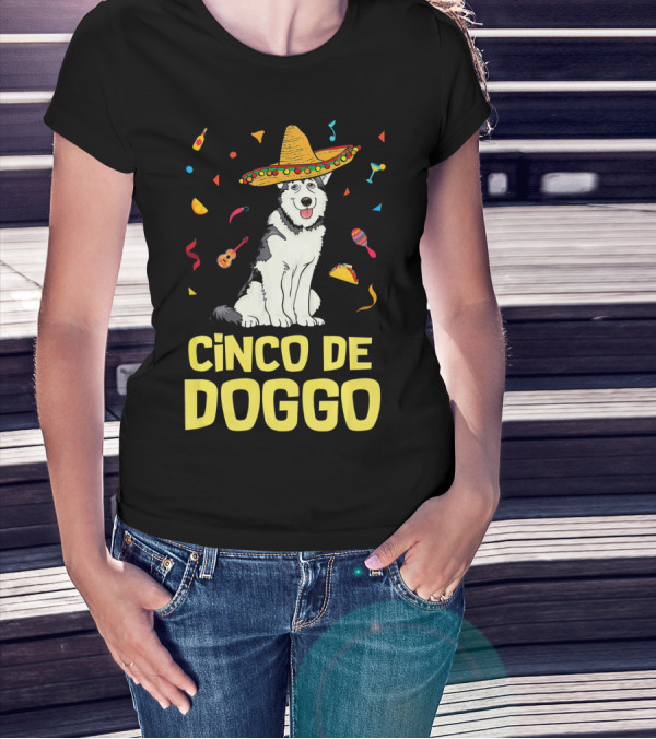 Cinco De Doggo Funny Taco Sombrero Husky T-Shirt
