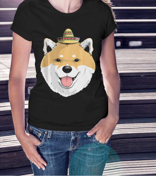 Shiba Inu Dog Sombrero Fiesta Cinco De Mayo T-Shirt