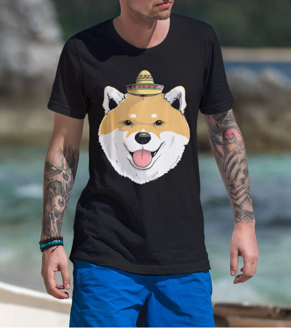 Shiba Inu Dog Sombrero Fiesta Cinco De Mayo T-Shirt