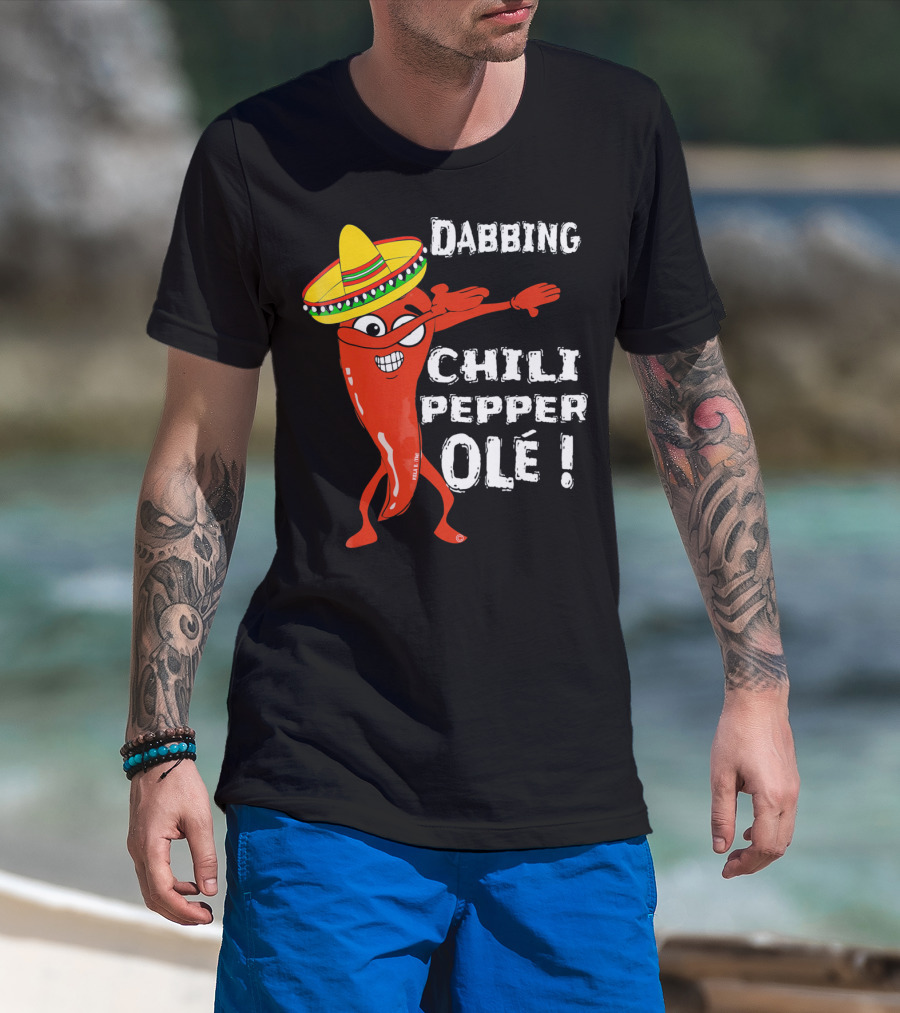Dabbing Chili Pepper Olé Cinco With Sombrero T-Shirt