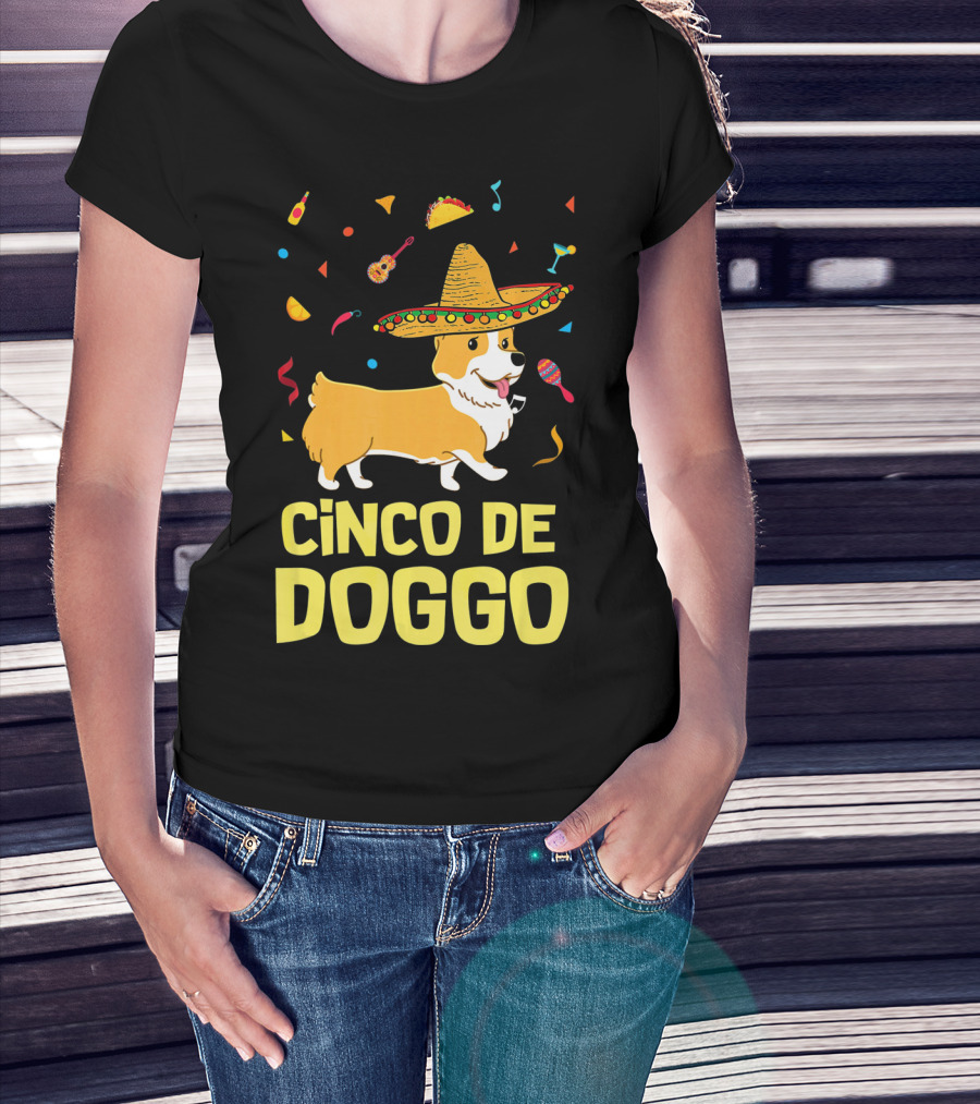 Cinco De Doggo Funny Taco Sombrero Corgi T-Shirt