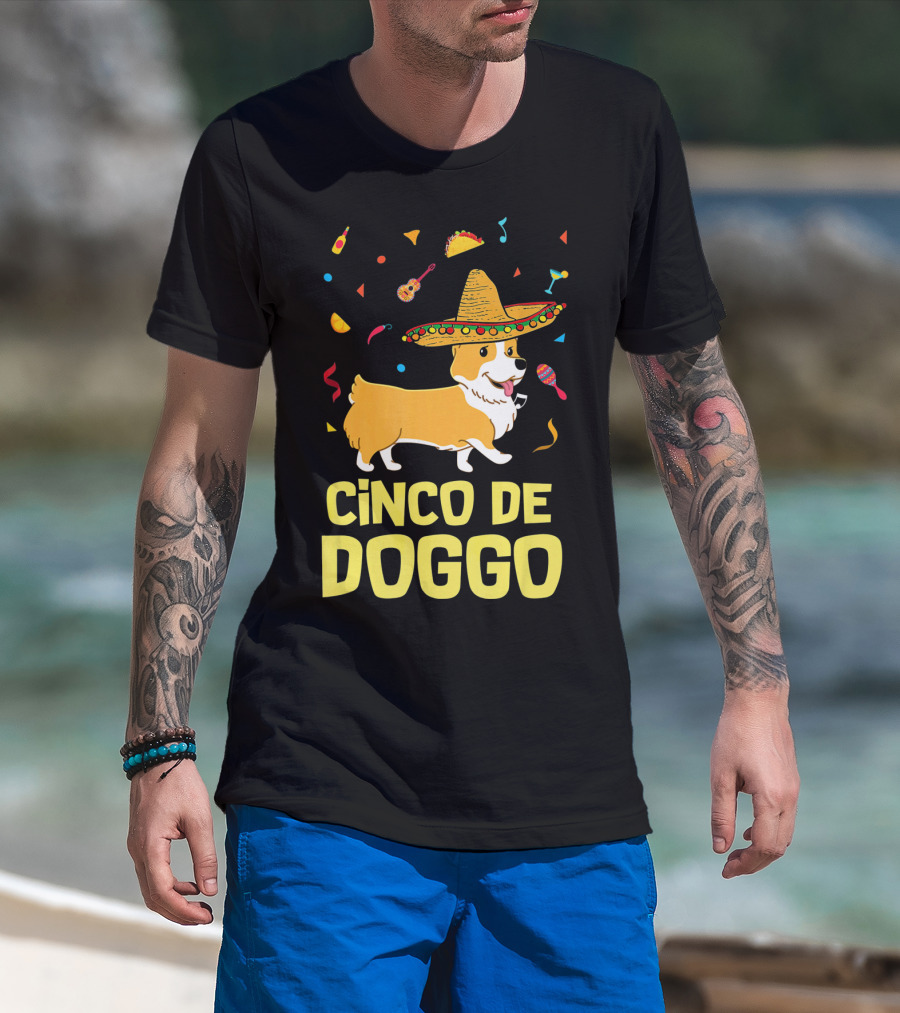 Cinco De Doggo Funny Taco Sombrero Corgi T-Shirt