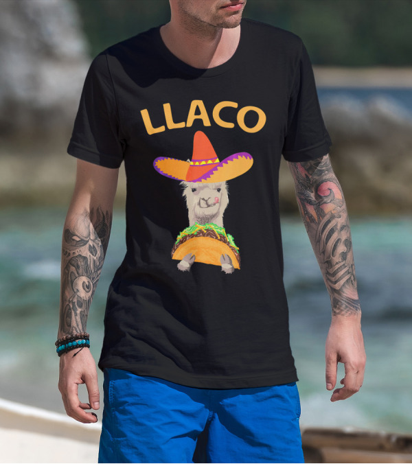 LLACO Llama Taco Sombrero Funny Cinco De Mayo T-Shirt