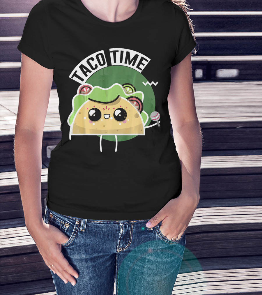 Taco Time Cinco De Mayo Me Food Cartoon Fiesta T-Shirt