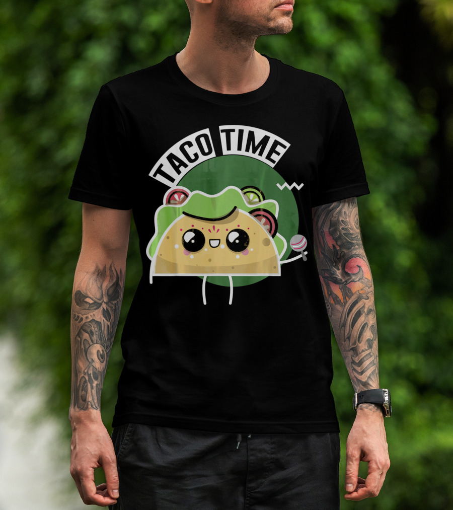 Taco Time Cinco De Mayo Me Food Cartoon Fiesta T-Shirt