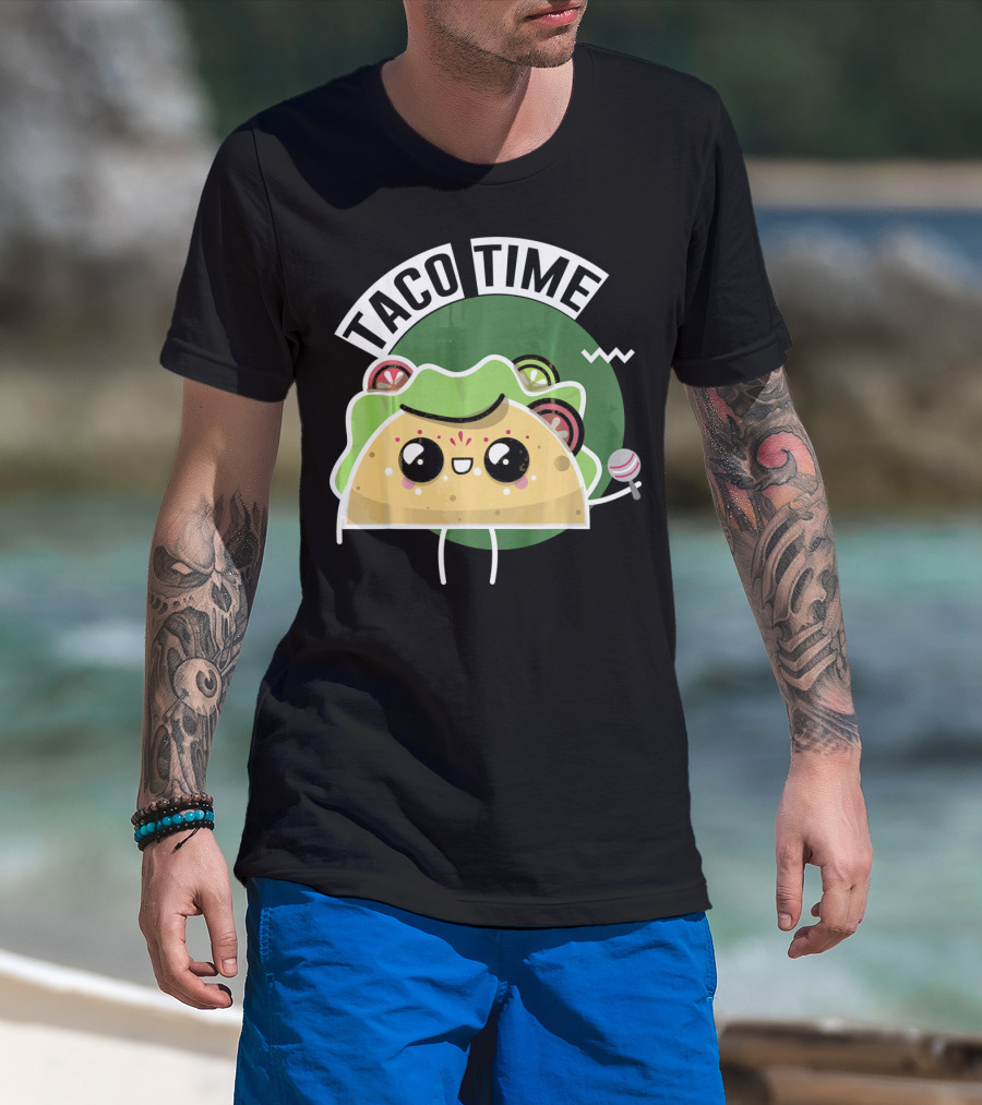 Taco Time Cinco De Mayo Me Food Cartoon Fiesta T-Shirt