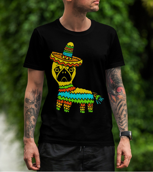 Cinco De Mayo Pug Pinata Wearing Sombrero T-Shirt