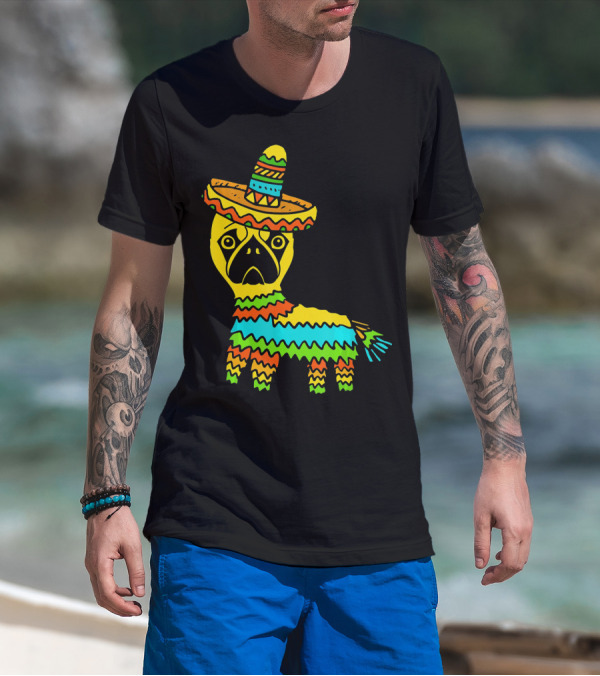 Cinco De Mayo Pug Pinata Wearing Sombrero T-Shirt