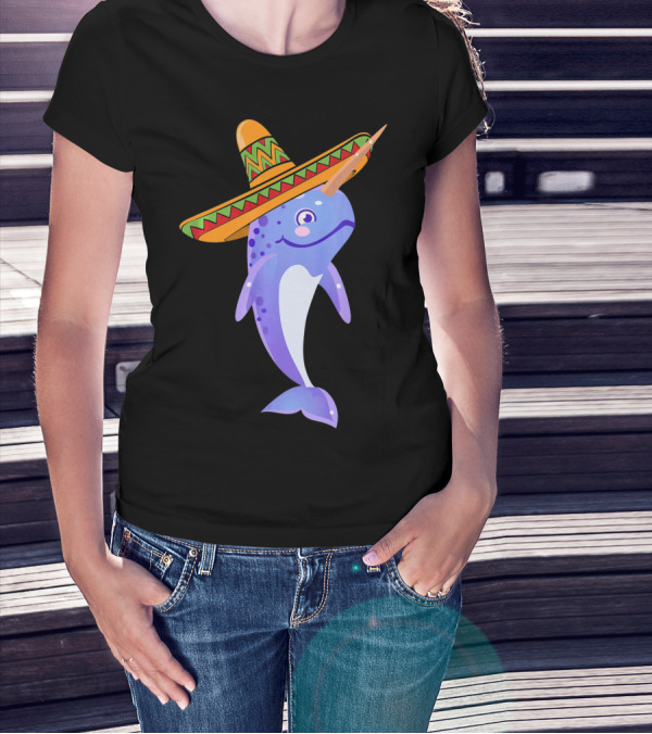 Narwhal Sombrero Mexican Fiesta Cinco De Mayo T-Shirt