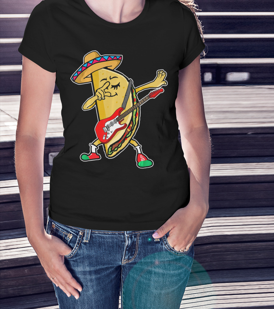 Dabbing Taco Sombrero Guitar Kids Mexican Fiesta T-Shirt