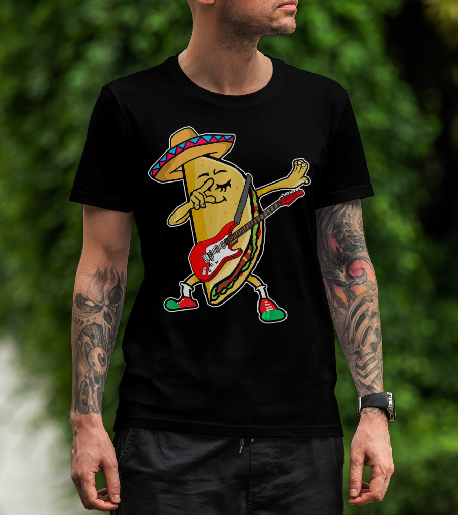 Dabbing Taco Sombrero Guitar Kids Mexican Fiesta T-Shirt