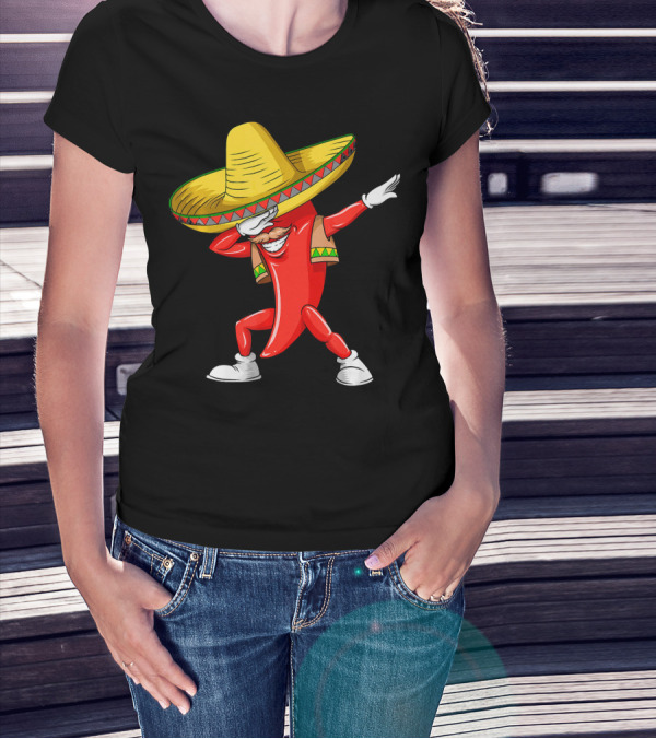 Dabbing Chili Pepper Sombrero Dance Cinco De Mayo T-Shirt