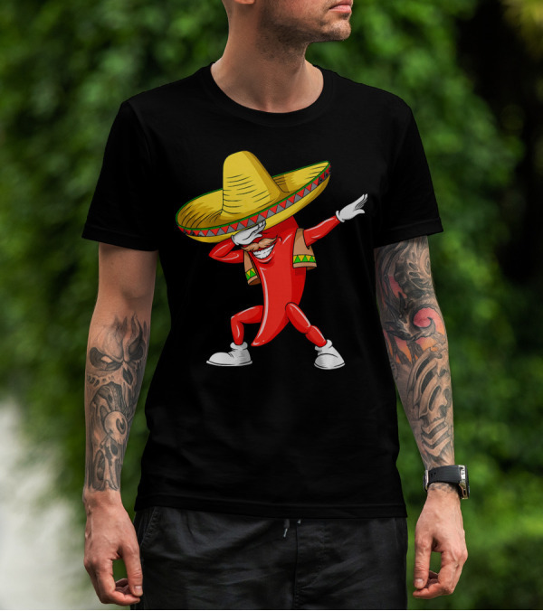 Dabbing Chili Pepper Sombrero Dance Cinco De Mayo T-Shirt