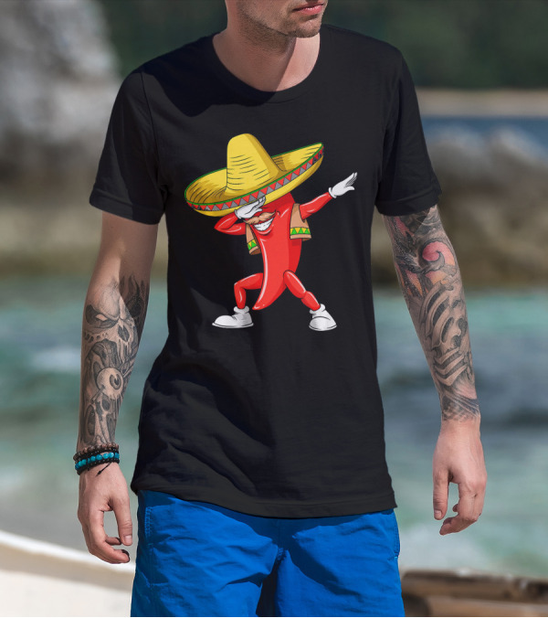 Dabbing Chili Pepper Sombrero Dance Cinco De Mayo T-Shirt