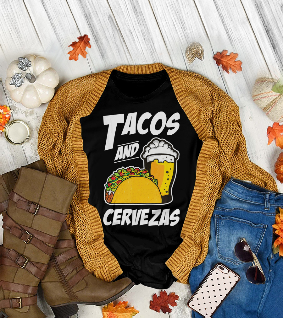 Tacos and Cervezas Funny Cinco De Mayo T-Shirt