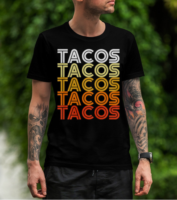 Cool Retro Vintage Tacos Gradient T-Shirt