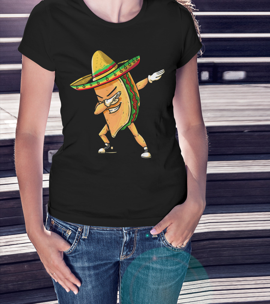Funny Dabbing Taco Mexican Cinco De Mayo Sombrero Dance T-Shirt