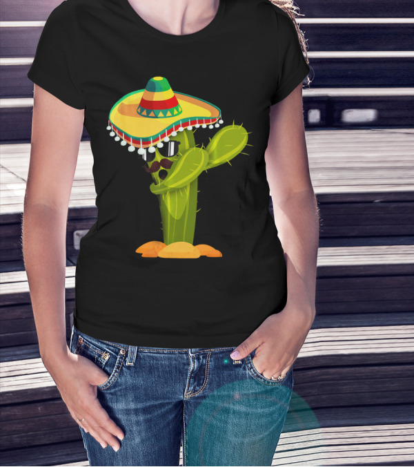 Cinco De Mayo Dabbing Cactus Sombrero Boy T-Shirt
