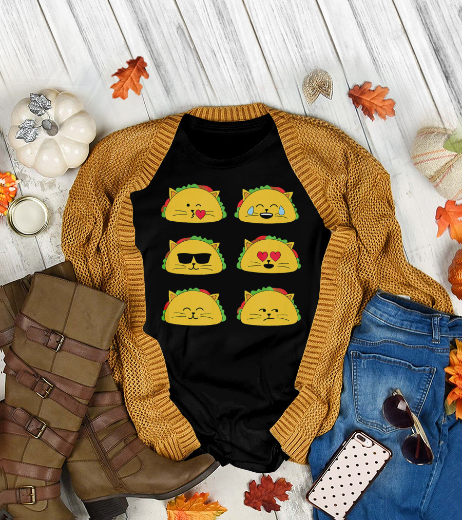 Taco Cat Emoji Faces Tacocat Lover T-Shirt