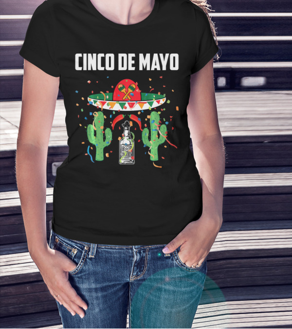 Cinco De Mayo Gringo Drinking Team May Sombrero Cactus Tequila T-Shirt