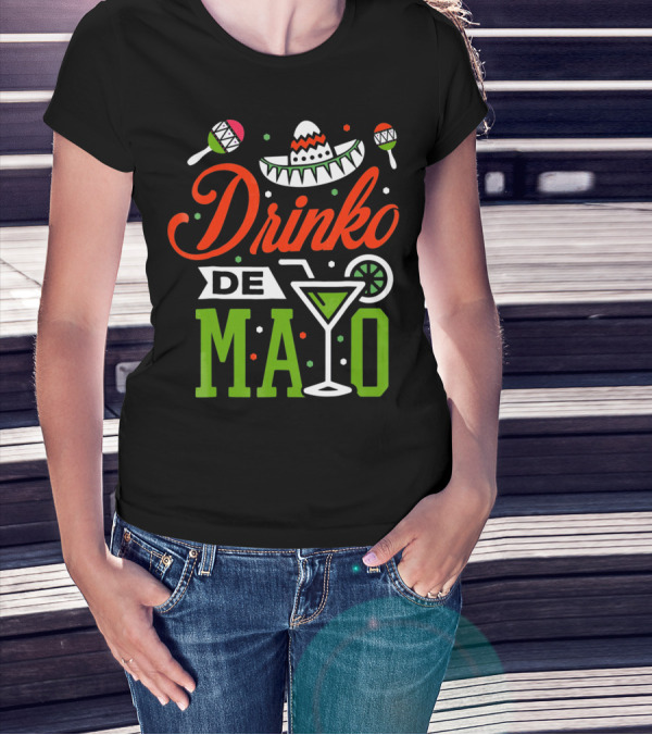 Drinko De Mayo Sombrero Maracas Margarita Icons T-Shirt