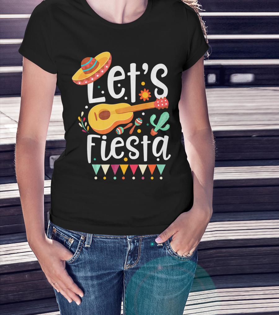 Let's Fiesta Cinco De Mayo Mexican Guitar T-Shirt