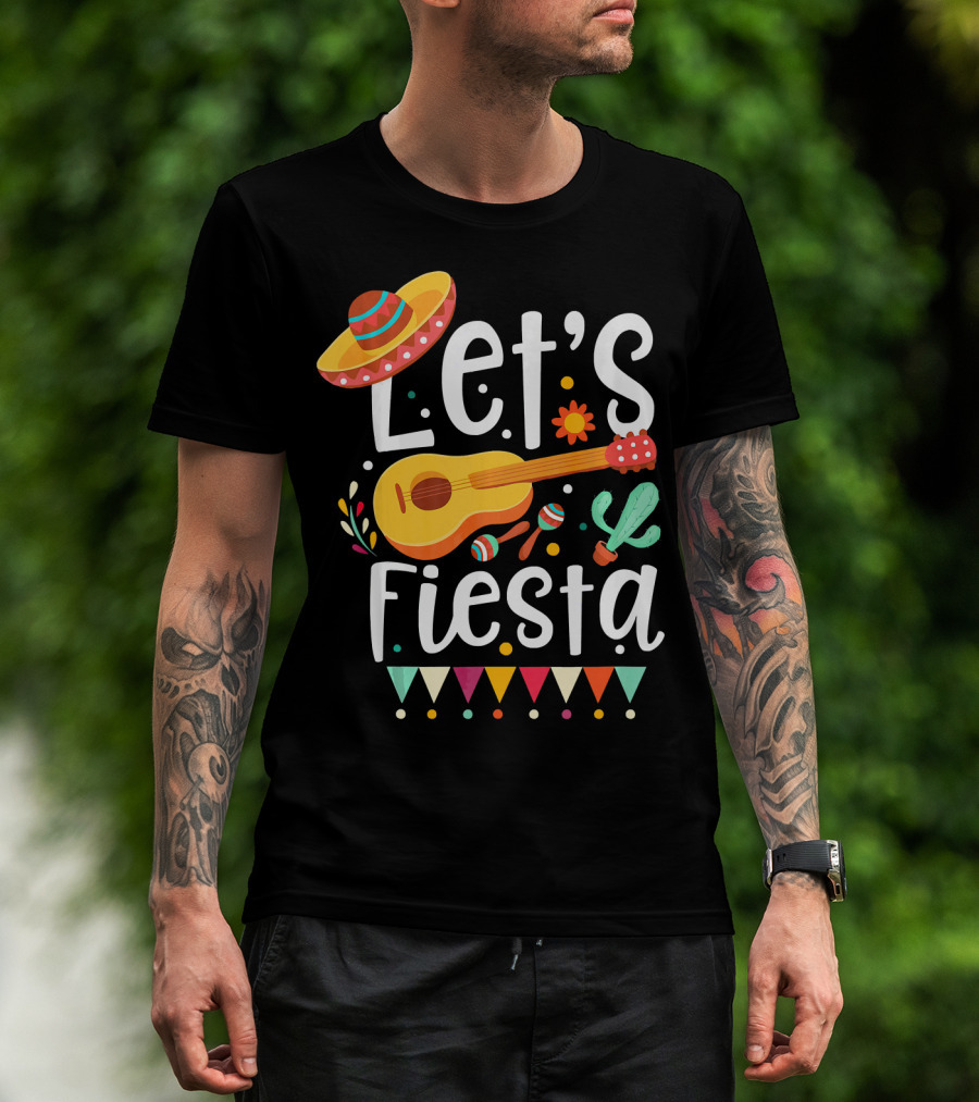 Let's Fiesta Cinco De Mayo Mexican Guitar T-Shirt