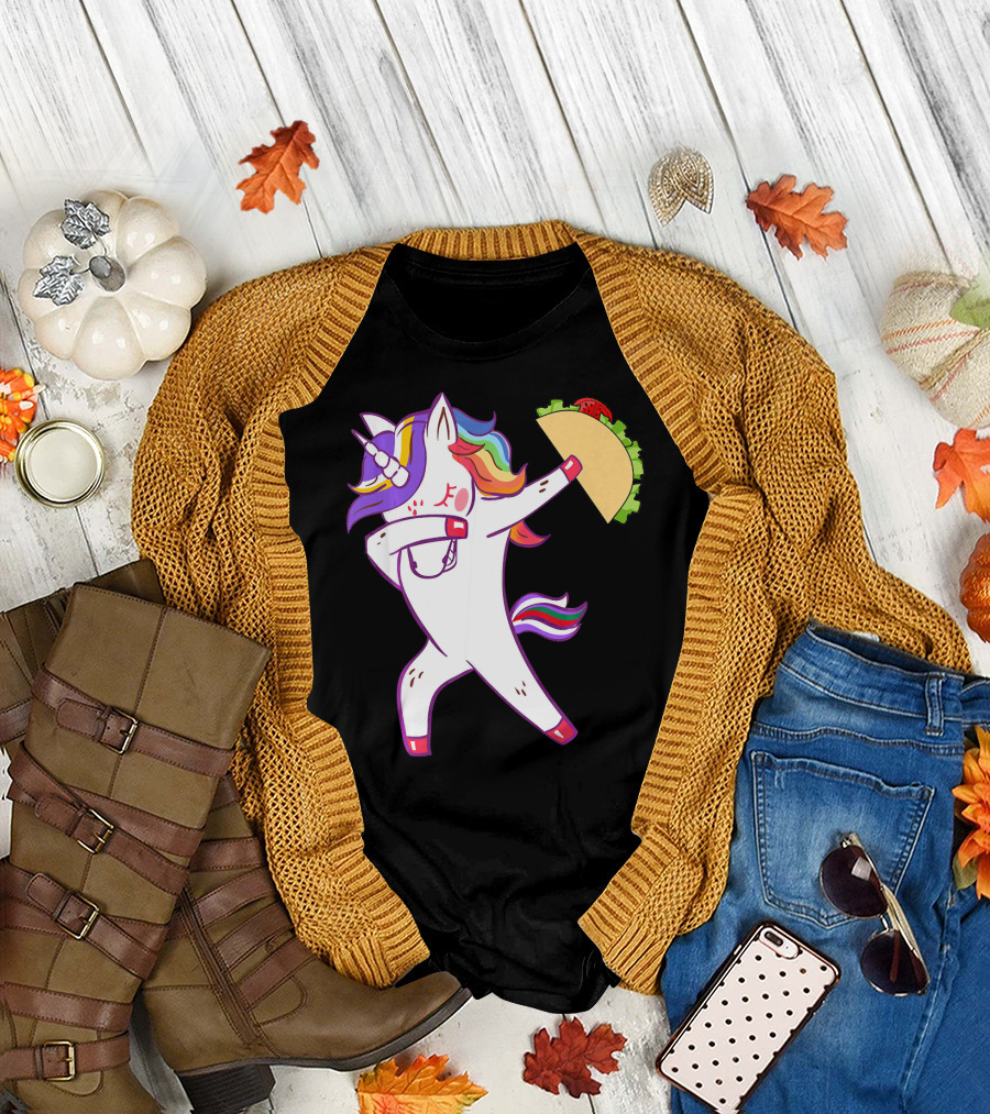 Unicorn Dabbing with Taco Cinco de Mayo T-Shirt