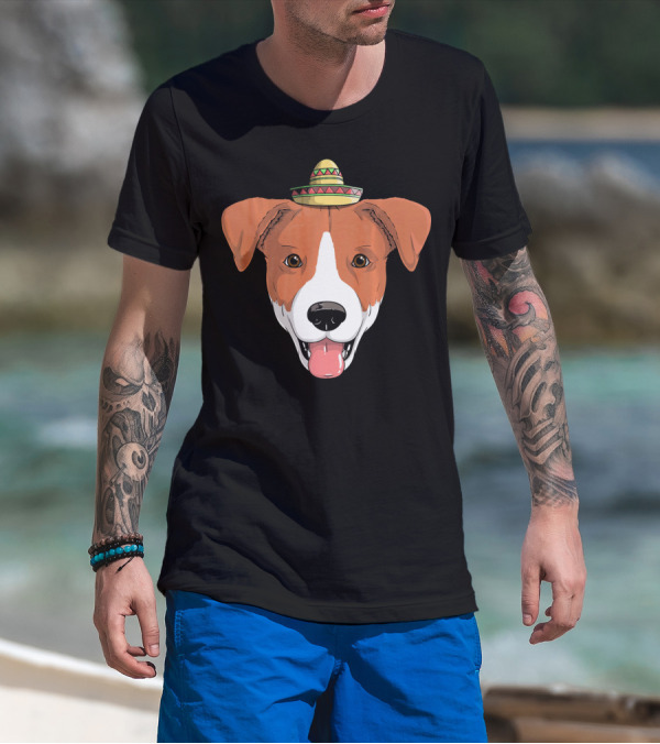 Jack Russell Dog Sombrero Fiesta Cinco De Mayo T-Shirt