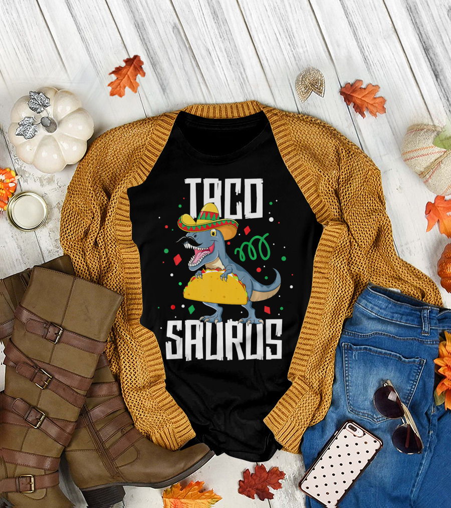 Taco Saurus Sombrero Cinco De Mayo Dinosaur T-Shirt