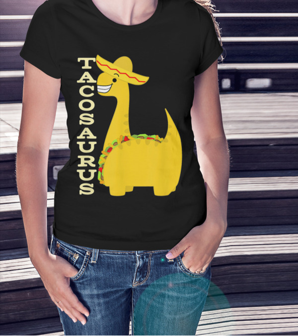 Cinco De Mayo Tacosaurus Dinosaur With Sombrero T-Shirt