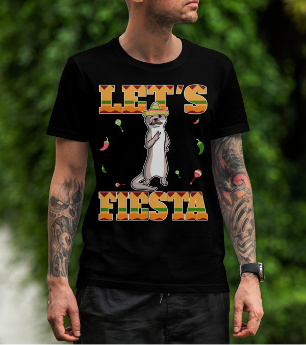 Let's Fiesta Otter Sombrero Maracas Peppers Cinco De Mayo Mexican T-Shirt