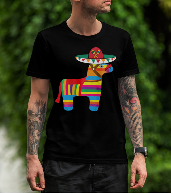 Pinata With Sombrero Mustache Cinco De Mayo Fiesta T-Shirt